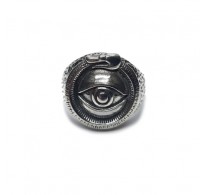 R002203 Handmade Sterling Silver Ring Eye Uroboros Snake Genuine Solid Hallmarked 925